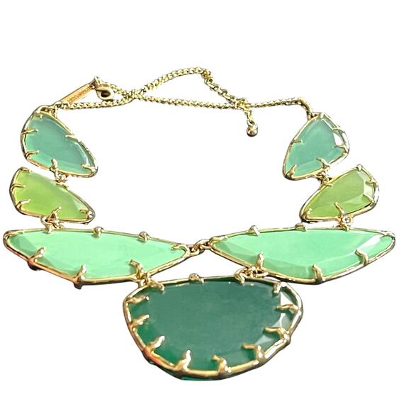 Vintage Kendra Scott Green Marisol Necklace Gold Plated Bib Statement Retired - Picture 8 of 12